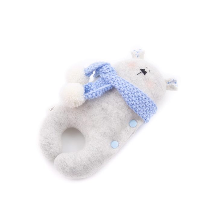 Little bear with blue pillow - sleeping toy
