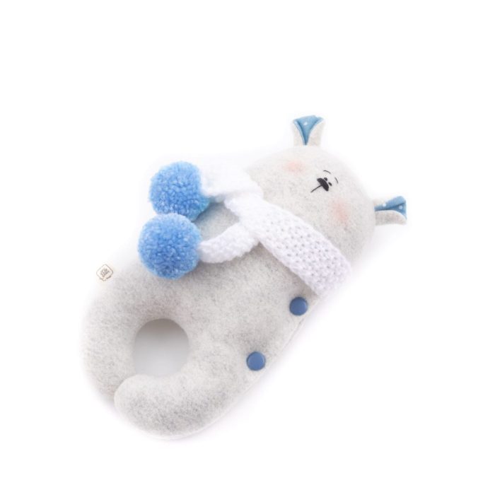 Little bear with blue pillow - sleeping toy