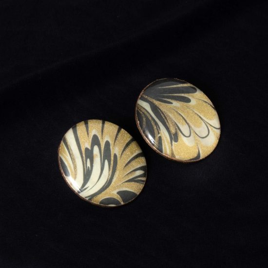 Paper Button Earrings with Wing Motif
