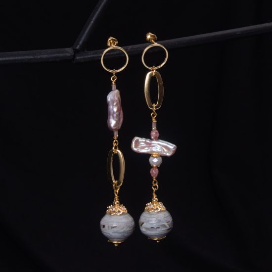 Paper Earrings with Baroque Pearls