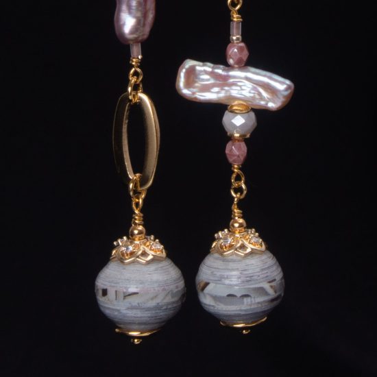 Paper Earrings with Baroque Pearls
