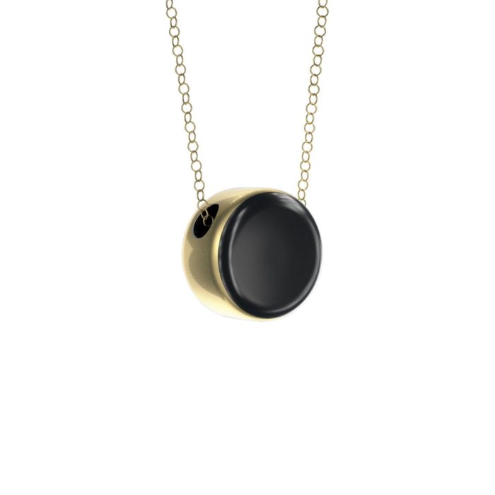 Porcelain necklace, black with gold edge