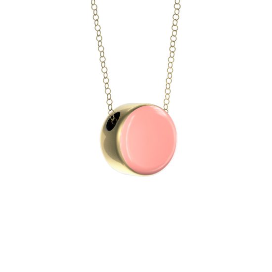 Porcelain Necklace, Pink with Gold Edge