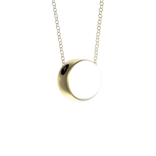 Porcelain Necklace, White with Gold Edge