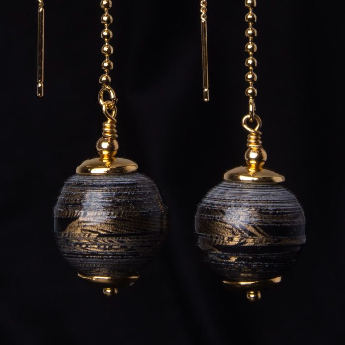 Threader paper earrings, long chain