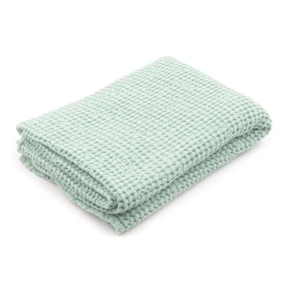 Linen Waffle Bath Towel, Green, 100x140 cm