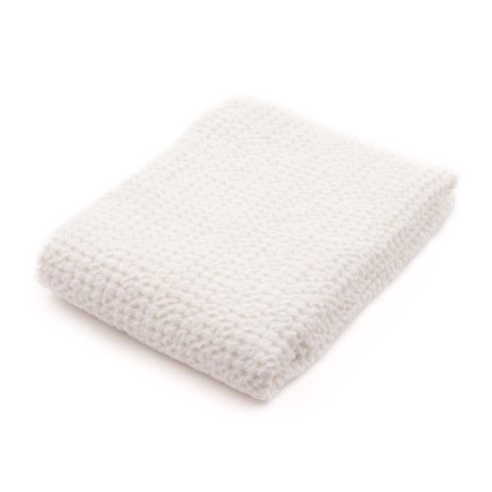 Linen Waffle Bath Towel, White, 100x140 cm