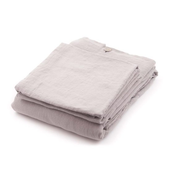 Linen Bedding Set - Duvet Cover & Two Pillowcases, Light Grey