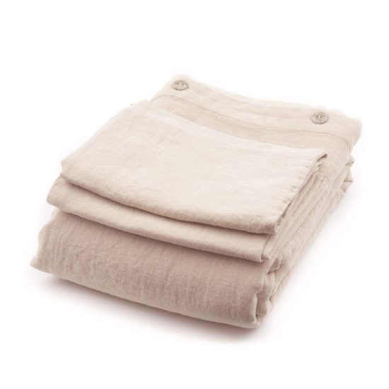 Linen Bedding Set - Duvet Cover & Two Pillowcases, Beige