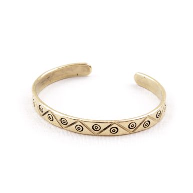 Brass Bracelet with Zigzag of Mara and Sun Symbols