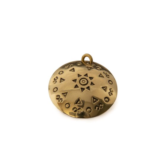 Brass Pendant with Sun and God Symbols, ⌀ 25 mm