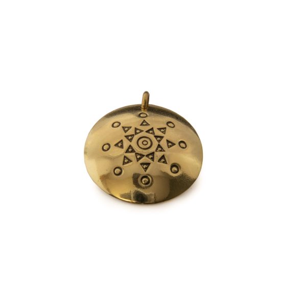 Brass Pendant with Sun and God Symbols, ⌀ 30 mm