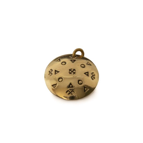 Brass Pendant with Ethnographic Symbols, ⌀ 25 mm