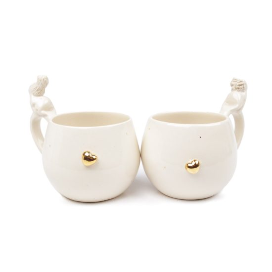 Ceramic Cup Set with Gold Hearts "Kiss", 200 ml