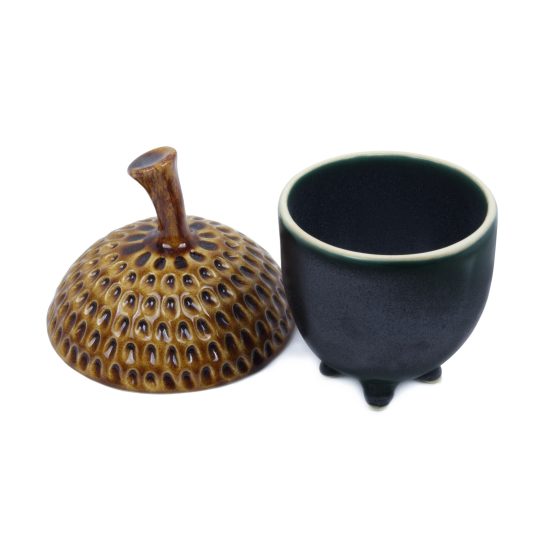 Ceramic Sugar Bowl "Dark Acorn", ⌀ 10 cm