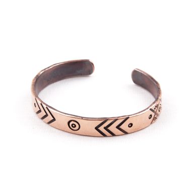 Copper Bracelet with Ethnographic Symbols