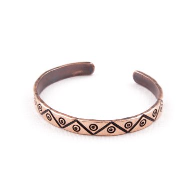 Copper Bracelet with Zigzag of Mara and Sun Symbols
