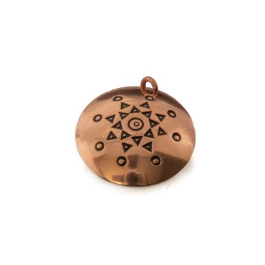 Copper Pendant with Sun and God Symbols, ⌀ 30 mm