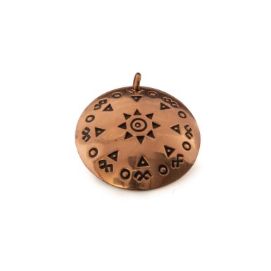 Copper Pendant with Ethnographic Symbols, ⌀ 30 mm