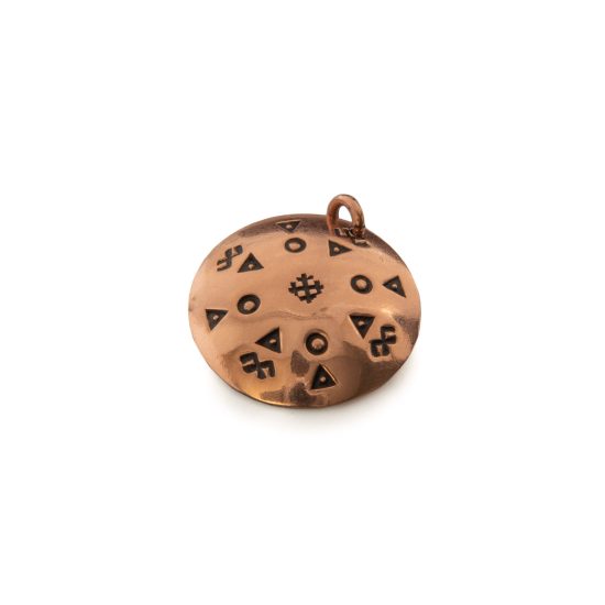 Copper Pendant with Ethnographic Symbols, ⌀ 25 mm