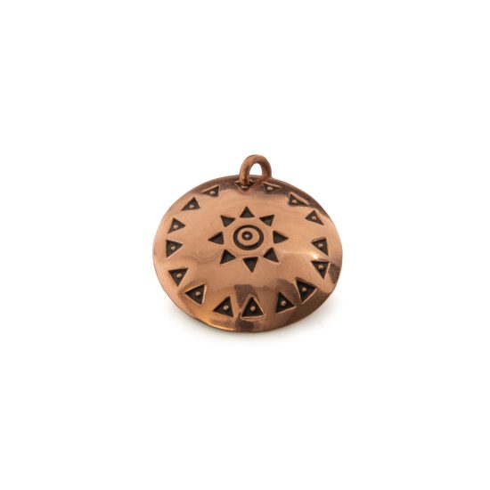 Copper Pendant with Sun and God Symbols, ⌀ 25 mm