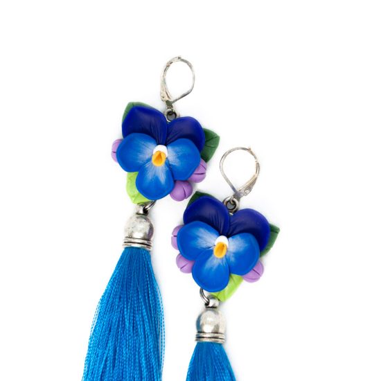 Flower Tassel Earrings – Pansies