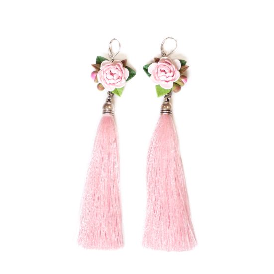 Flower Tassel Earrings – Peonies