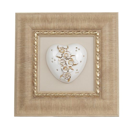 Framed Ceramic Wall Decor, "Heart Full of Flowers”, 21x21 cm