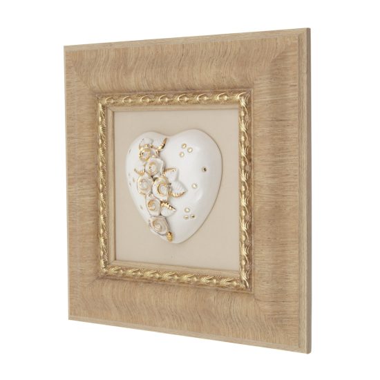Framed Ceramic Wall Decor, "Heart Full of Flowers”, 21x21 cm