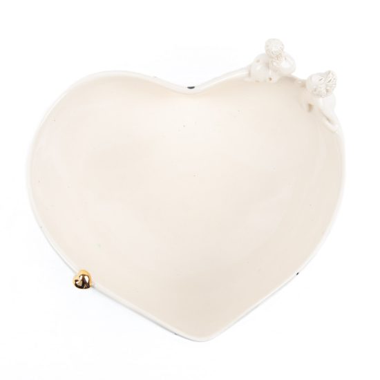Heart-shape Ceramic Bowl with Black Dots "Let’s Be Together”