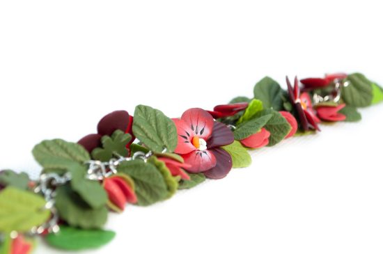 Jewelry Set – Pansies - Bracelet and Earrings