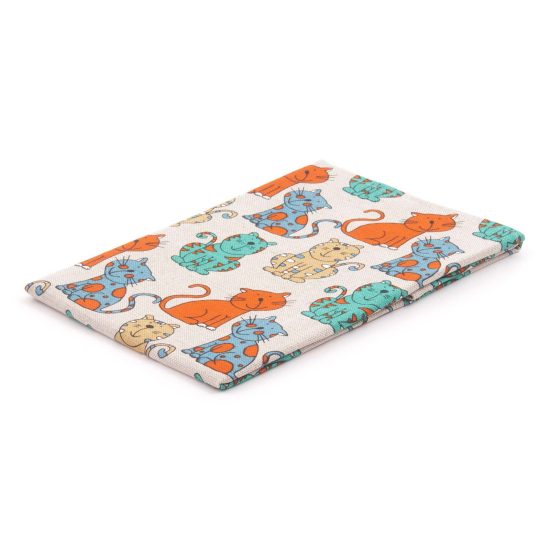 Linen Kitchen Towel with Colorful Cats, 47x70 cm