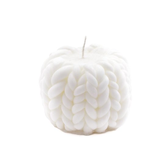 Knit Candle "Coziness", White