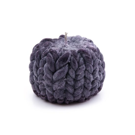 Knit Candle "Coziness", Greyish Violet