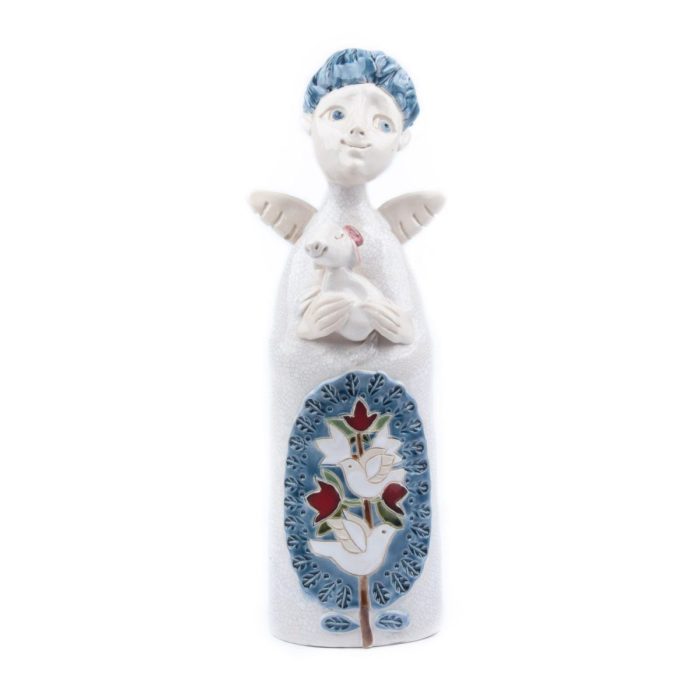 Ceramic angel figure with ram