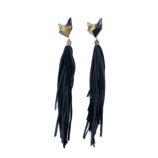 Tassel Earrings – Cats, Two-tone, Gold