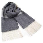 Merino Wool Scarf with Pattern, Dark Gray, 36x200 cm