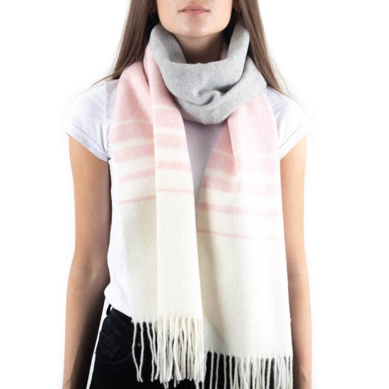 Merino Wool Scarf with Pattern, Multi-color