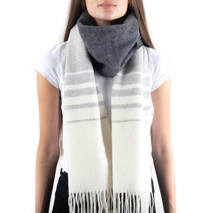 Merino wool scarf with pattern, multi-color, 34x200 cm