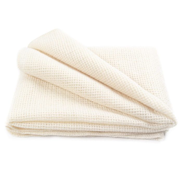 Mohair and merino wool blanket for babies, light beige, 100x140 cm