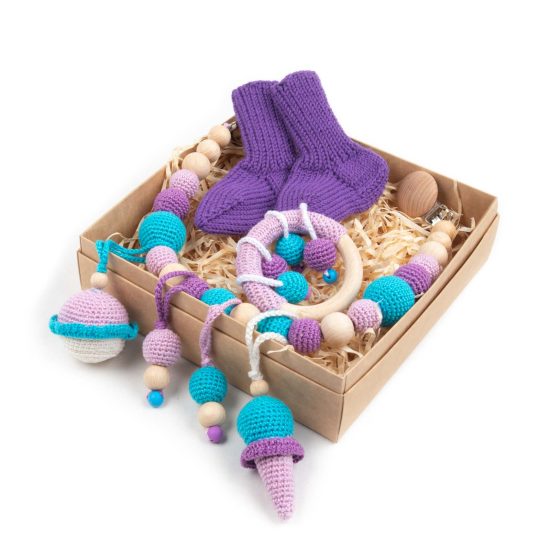 Baby Gift Set - Stroller Chain, Teether, Socks