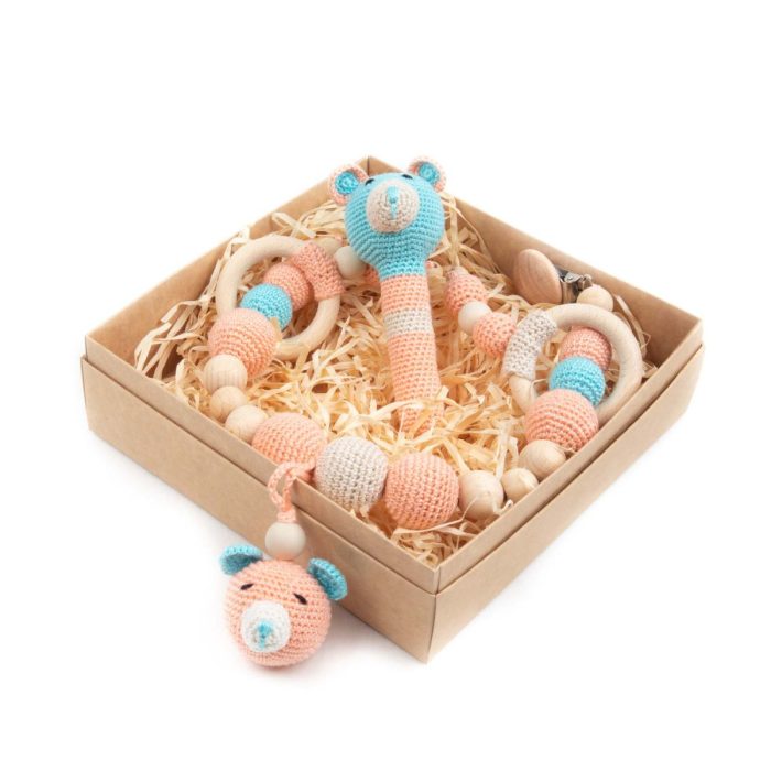 Baby gift set - stroller chain, rattle