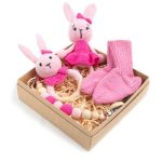 Baby Gift Set - Teether, Pacifier Holder, Socks, Toy