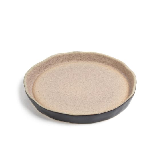 Ceramic Appetizer Plate, Black with Beige Inside, ⌀17 cm