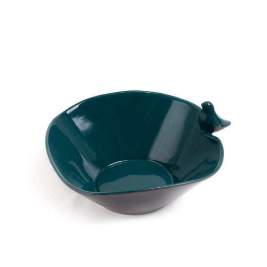 Ceramic Bowl with Bird, Teal Green, ⌀16.5 cm
