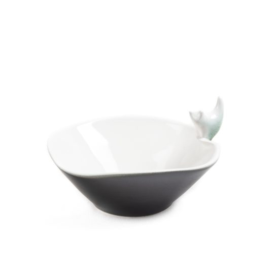 Ceramic Bowl with Cat, Black & White, ⌀16.5 cm
