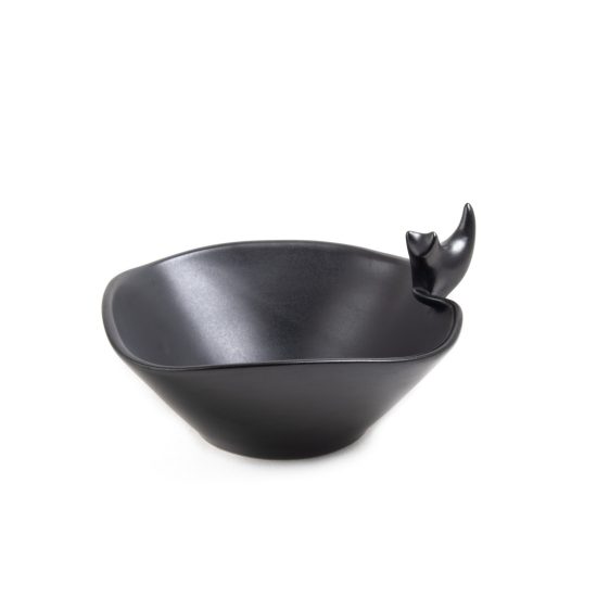 Ceramic Bowl with Cat, Black, ⌀16.5 cm
