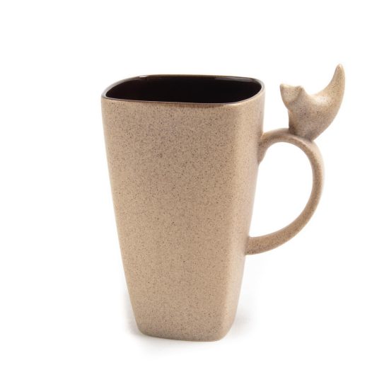 Ceramic Mug with Cat, Beige, 600 ml