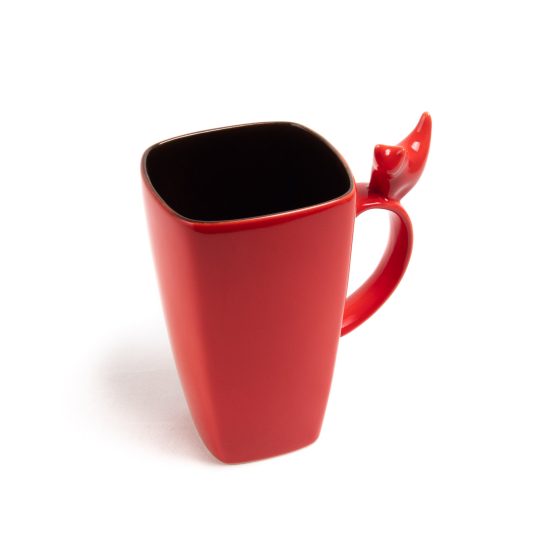 Ceramic Mug with Cat, Red, 600 ml