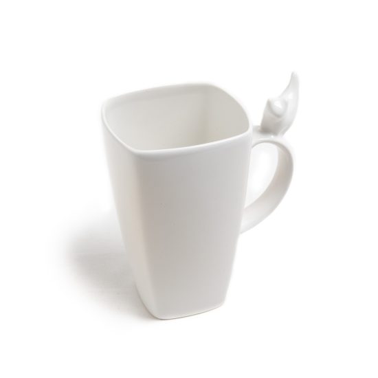 Ceramic Mug with Cat, White, 600 ml